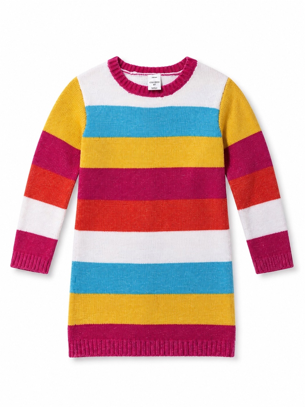 Okie Dokie Girls 4T Sparkly Rainbow Stripe Knit Sweater Dress
